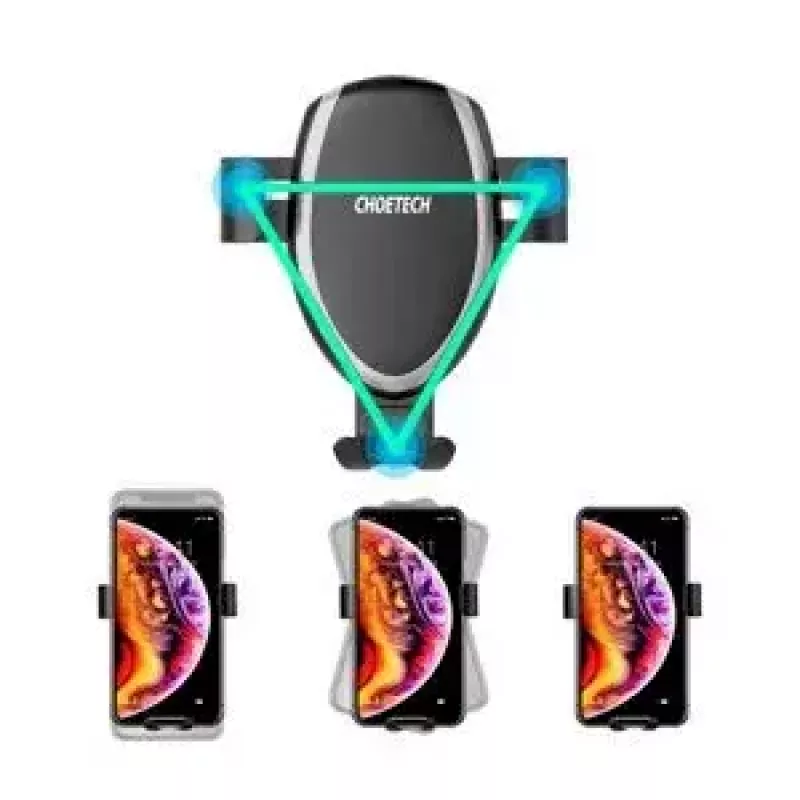 Soporte para móvil de coche CHOETECH T536-S con carga inalámbrica de 10W, montaje en salpicadero/parabrisas