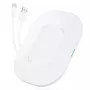 Base de carga inalámbrica CHOETECH T550-F-v2 15W blanca — cargador inalámbrico rápido de 15W compatible con Qi
