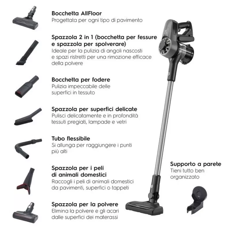 Electrolux EP31CB21GP aspirador de escoba 2 en 1 batería en seco ciclónico sin bolsa 0,5 l 15 W gris, wolframio 2 Ah