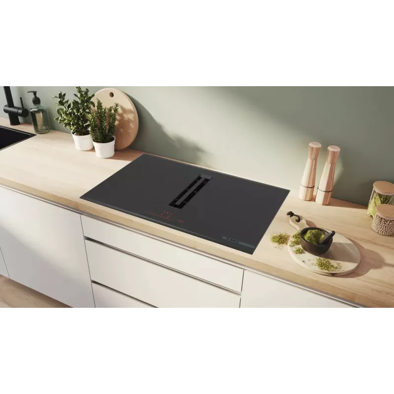Placa Bosch Serie 6 PVQ895H26E Negra integrada 80 cm placa de inducción por zonas 4 zona(s) campana extractora integrada