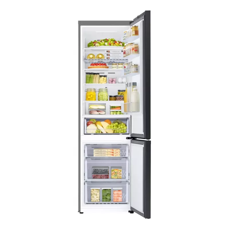 Frigorífico independiente Samsung RB38C6B2E22 con No Frost, apertura de puerta a la derecha, 35 dB, clase de eficiencia energética E, capacidad de congelación 8 kg/24h, 4 estantes, 2 cajones de verduras, negro