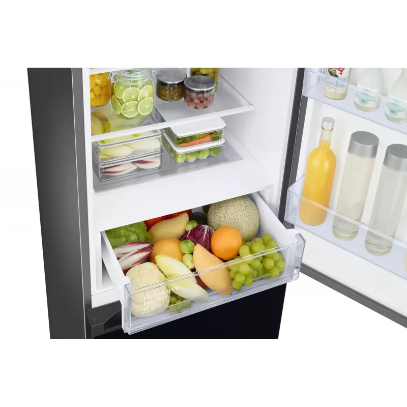 Frigorífico independiente Samsung RB38C6B2E22 con No Frost, apertura de puerta a la derecha, 35 dB, clase de eficiencia energética E, capacidad de congelación 8 kg/24h, 4 estantes, 2 cajones de verduras, negro