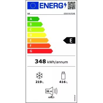 LG InstaView GSXV91PZAE Frigorífico side-by-side de libre instalación 635 L Negro, Acero inoxidable
