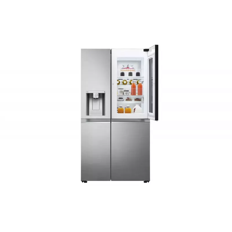 LG InstaView GSXV91PZAE Frigorífico side-by-side de libre instalación 635 L Negro, Acero inoxidable