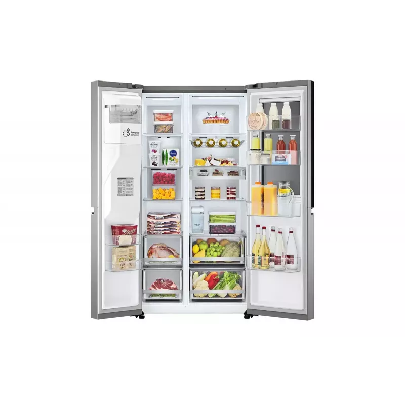 LG InstaView GSXV91PZAE Frigorífico side-by-side de libre instalación 635 L Negro, Acero inoxidable