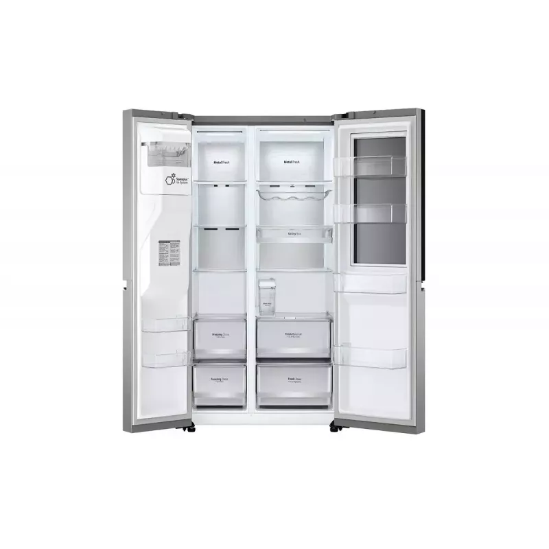 LG InstaView GSXV91PZAE Frigorífico side-by-side de libre instalación 635 L Negro, Acero inoxidable