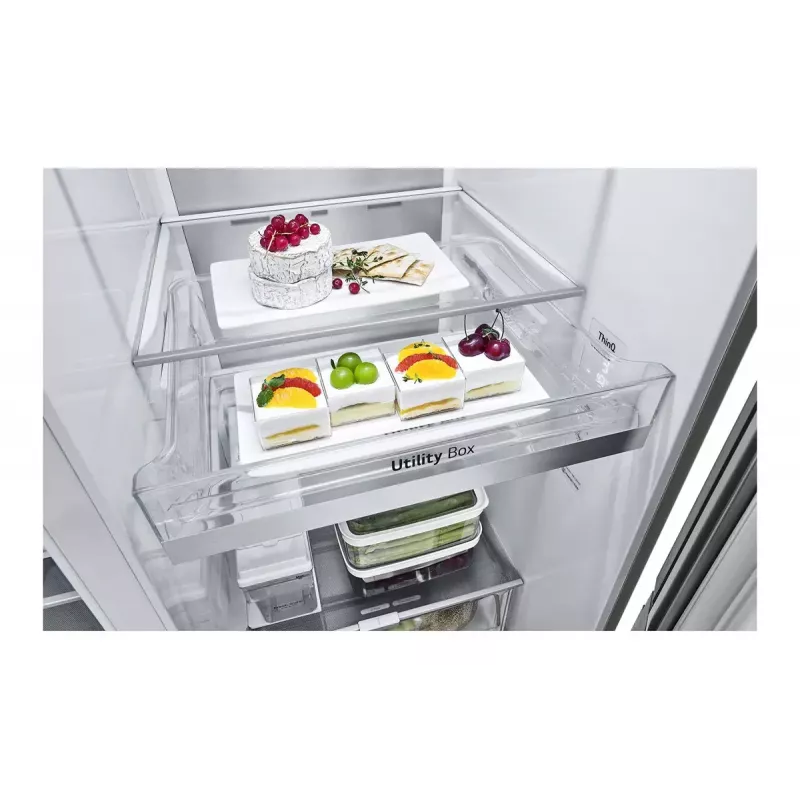 LG InstaView GSXV91PZAE Frigorífico side-by-side de libre instalación 635 L Negro, Acero inoxidable