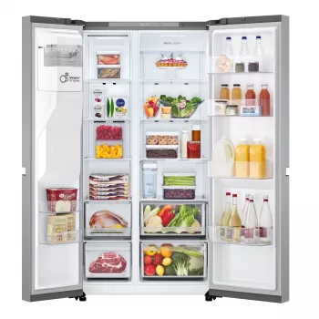 Frigorífico side-by-side LG GSLC41PYPE, 641 L total, frigorífico 420 L / congelador 221 L, libre instalación, plata