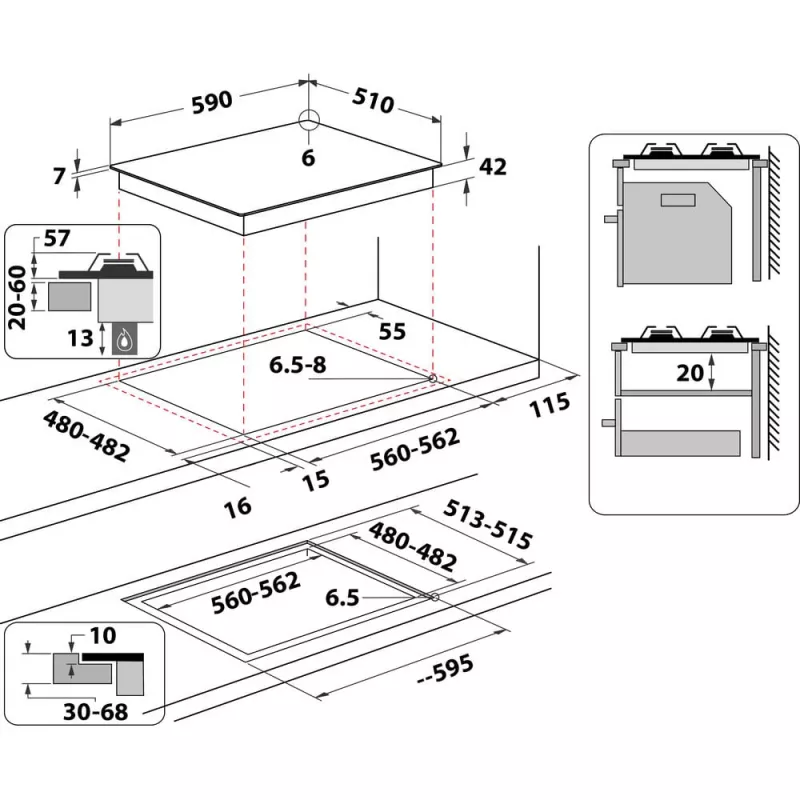 Whirlpool AKTL 629/S Plata Cocina de gas empotrable 4 zona(s)