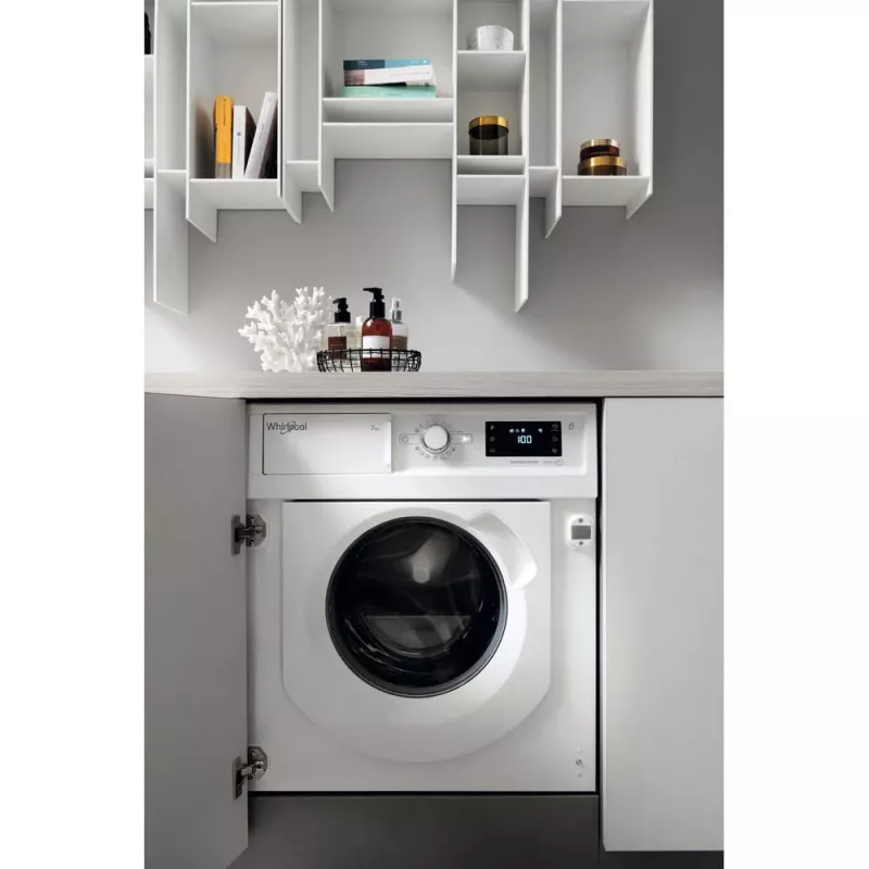 Whirlpool BI WMWG 71483E EU N lavadora totalmente integrable, 7 kg, 1400 rpm, clase energética D, blanca