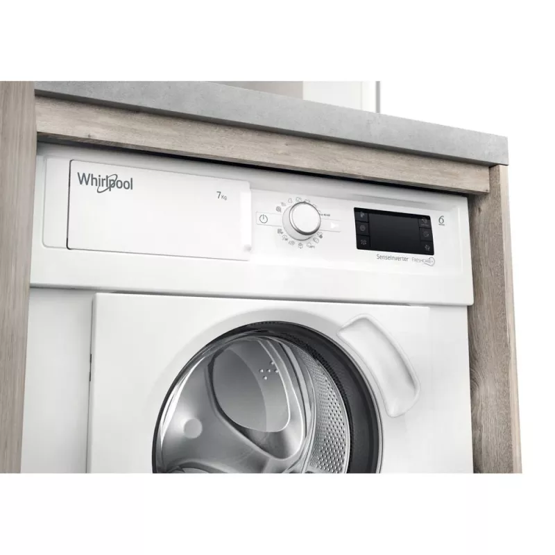 Whirlpool BI WMWG 71483E EU N lavadora totalmente integrable, 7 kg, 1400 rpm, clase energética D, blanca