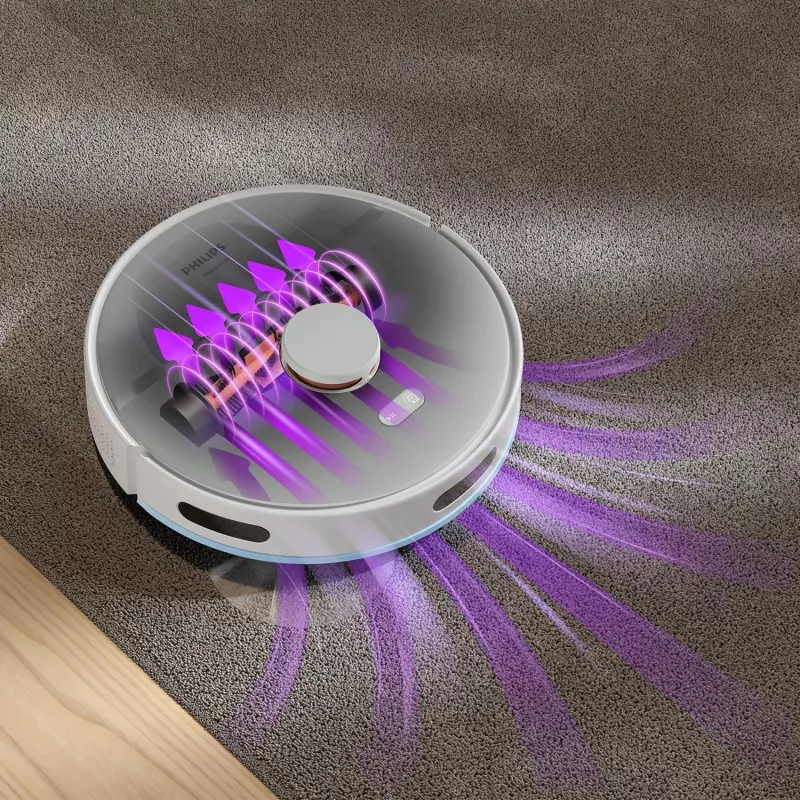 Robot aspirador Philips XU2100/20 — navegación LDS redonda, 2700 Pa de potencia de succión, 130 min de autonomía, base de autovaciado, bolsa de polvo para base de 3 L, depósito de polvo de 0,38 L, Li-Ion 2600 mAh