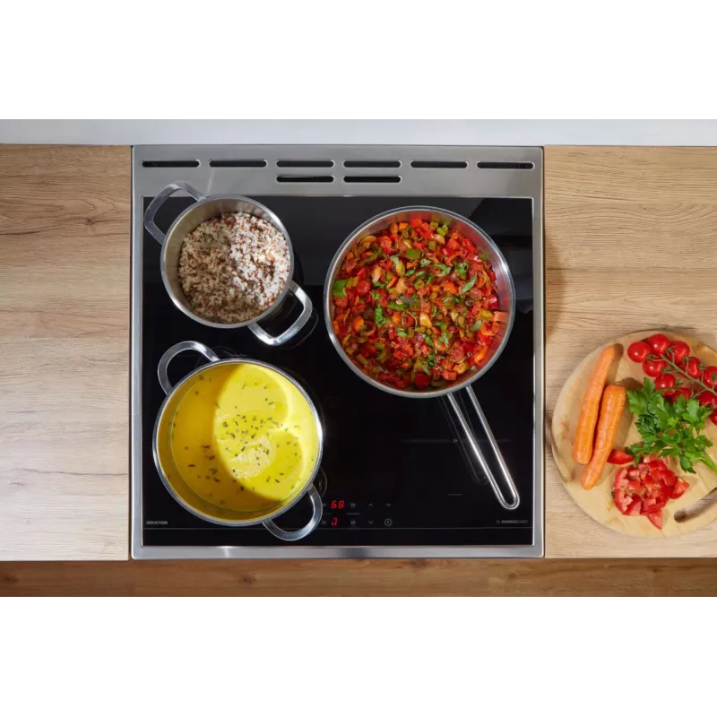 Gorenje GEIT5C61XPG cocina eléctrica independiente con placa de inducción, 4 zonas, horno de 70 l, limpieza catalítica, 50 cm, acero inoxidable
