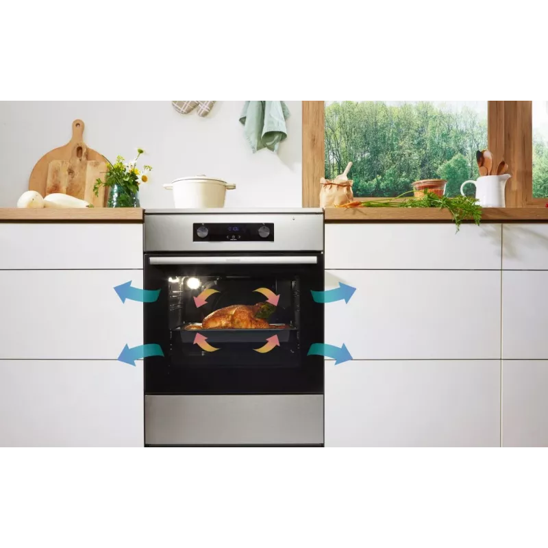 Gorenje GEIT5C61XPG cocina eléctrica independiente con placa de inducción, 4 zonas, horno de 70 l, limpieza catalítica, 50 cm, acero inoxidable