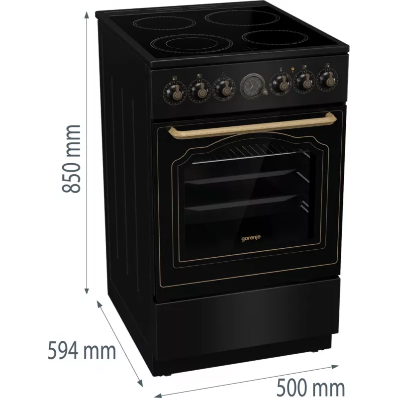 Gorenje GECS5B70CLB Cocina independiente con placa vitrocerámica eléctrica negra