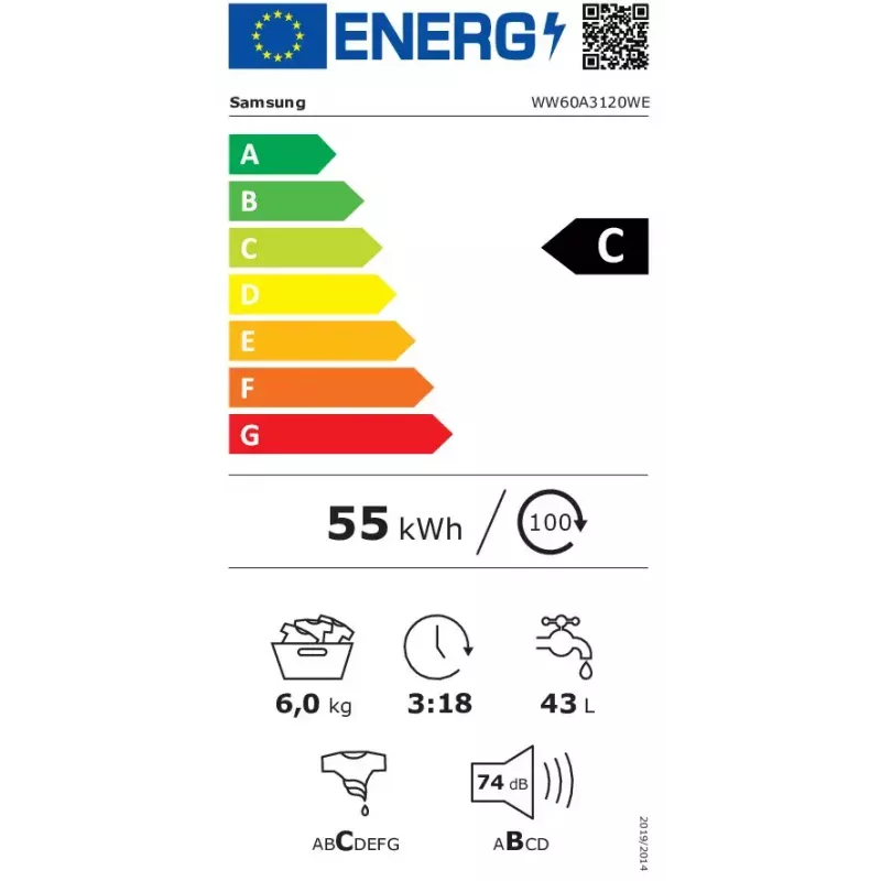 Lavadora Samsung WW60A3120WE/LE de carga frontal 6 kg 1200 rpm Blanca