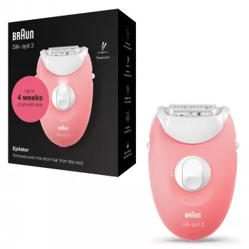 Braun Silk-épil 3 3-176 depiladora con 3 extras, rosé, blanco, 20 pinzas, afeitado, AC, 100 - 240 V, 50 - 60 Hz