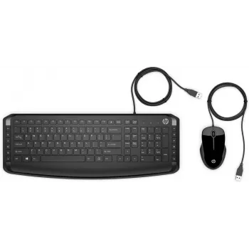 HP Pavilion teclado y ratón 200, con cable, USB, mecánico, QWERTY, negro, ratón incluido