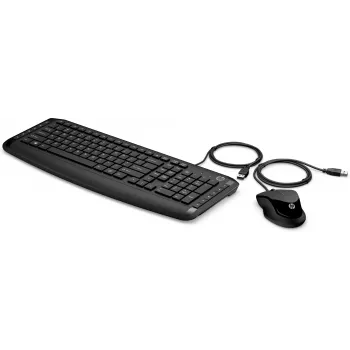HP Pavilion teclado y ratón 200, con cable, USB, mecánico, QWERTY, negro, ratón incluido