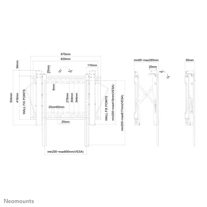 Neomounts Soporte para videowall, 70 kg, 81,3 cm (32