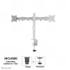 Neomounts NM-D135DSILVER Soporte para monitor 10-27 inch, pinza de mesa/pasacables de mesa, 8 kg, 25,4 cm (10 inch), 68,6 cm (27 inch), 100 x 100 mm, Plata