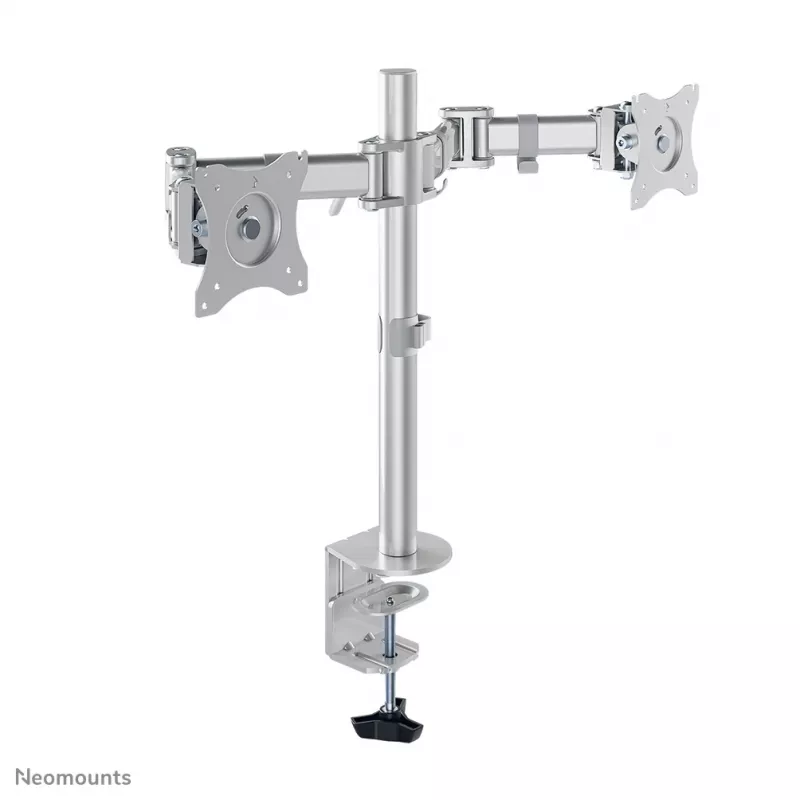 Neomounts NM-D135DSILVER Soporte para monitor 10-27 inch, pinza de mesa/pasacables de mesa, 8 kg, 25,4 cm (10 inch), 68,6 cm (27 inch), 100 x 100 mm, Plata