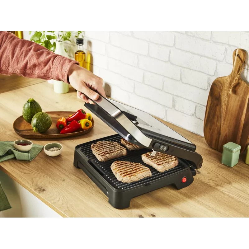 Parrilla de contacto Tefal Inicio Adjust GC272D10 con placas antiadherentes y temperatura ajustable