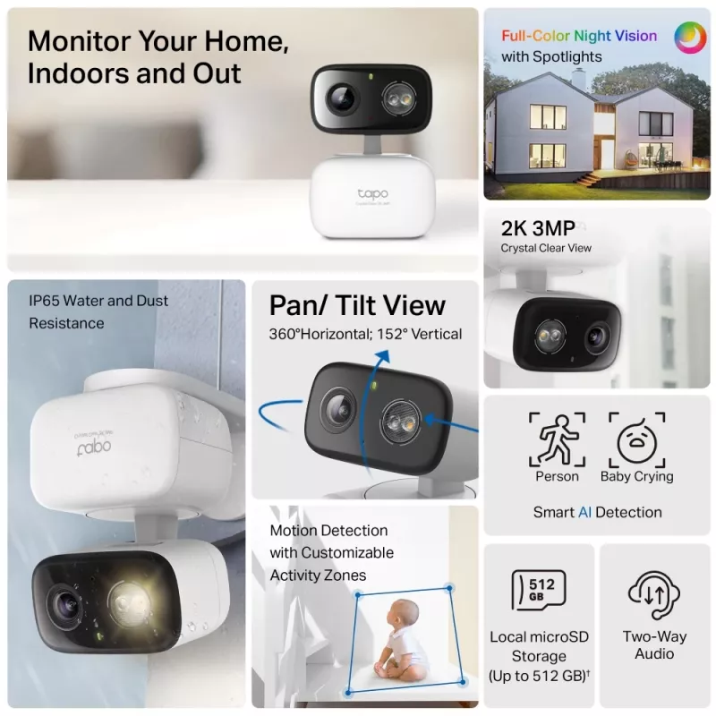 TP-Link Tapo C216 Cámara de vigilancia IP tipo caja Interior 2304 x 1296 píxeles Techo/Pared/Mesa