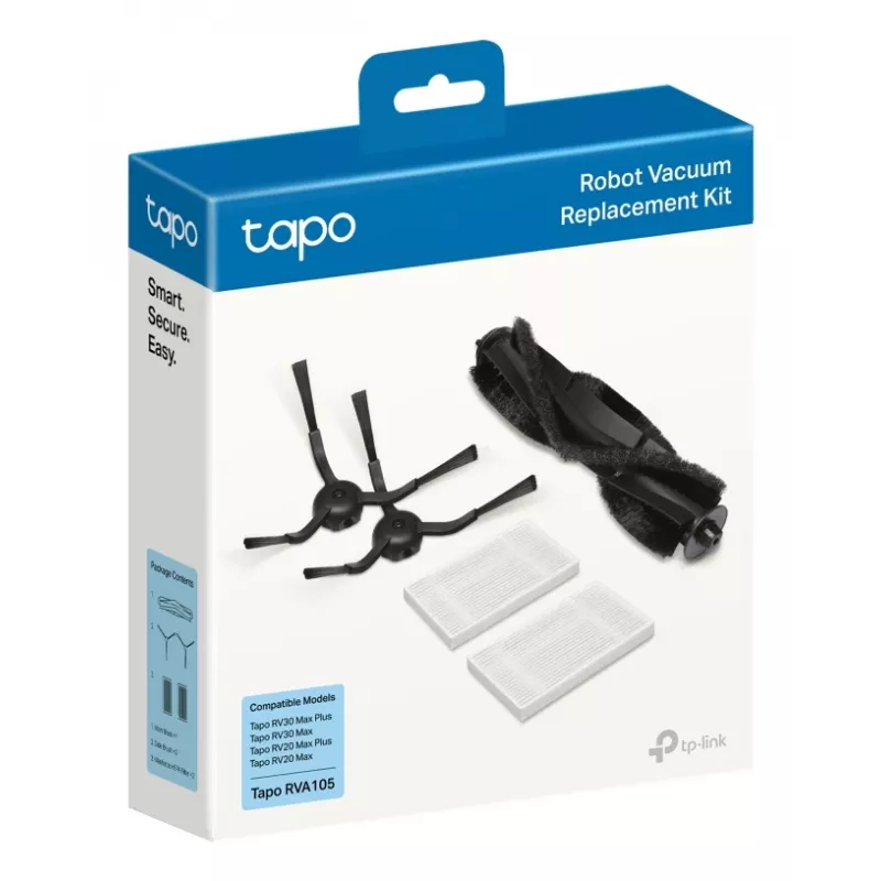 TP-Link Tapo Robot Vacuum Replacement Kit, set de accesorios, robot aspirador, Negro, Blanco, Tapo RV30 Max Plus, Tapo RV30 Max, Tapo RV20 Max Plus, Tapo RV20 Max, caja colgante, 183 mm