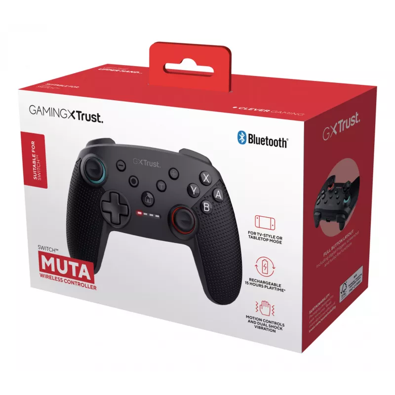 Trust GXT 1246 MUTA Negro Bluetooth Mando de juegos Analógico / Digital Nintendo Switch, Nintendo Switch Lite, Nintendo Switch OLED