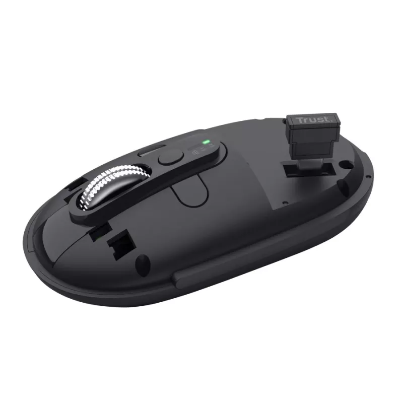 Ratón TRUST Seron Slim Multi — ratón de oficina ambidiestro, óptico 3200 DPI, RF Inalámbrico + Bluetooth, 7 botones, negro