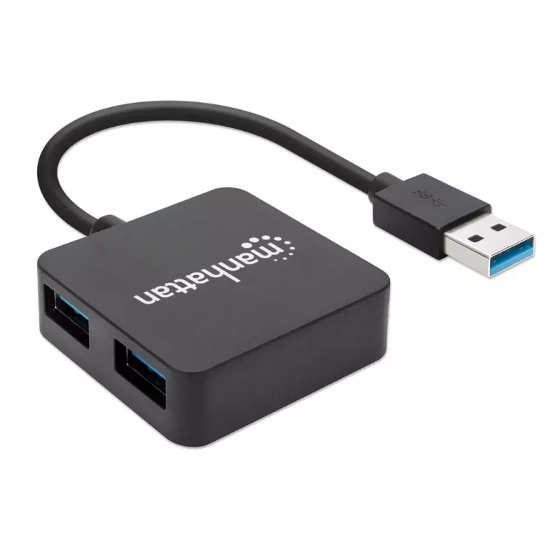 Manhattan 162296 hub USB-A de 4 puertos, 4x USB-A, 5 Gbps (USB 3.2 Gen1 / USB 3.0), alimentado por bus, de sobremesa