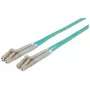 Intellinet Cable de red de fibra óptica, OM3, LC/LC, 2 m, Aqua, Dúplex, Multimodo, 50/125 µm, LSZH, Fibra, Garantía de por vida