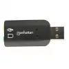 Manhattan 150859 adaptador de sonido 3D USB-A, de USB-A a entrada de micrófono y salida de audio de 3,5 mm, 480 Mbps (USB 2.0), estéreo