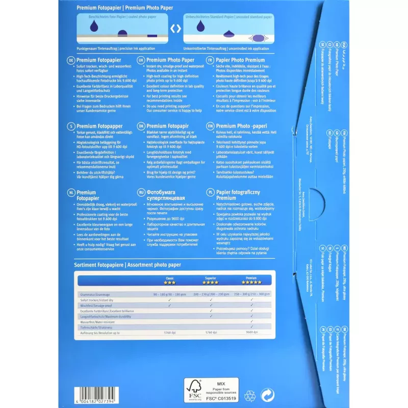 Papel fotográfico Avery Inkjet 2x20 hojas A4 brillo blanco