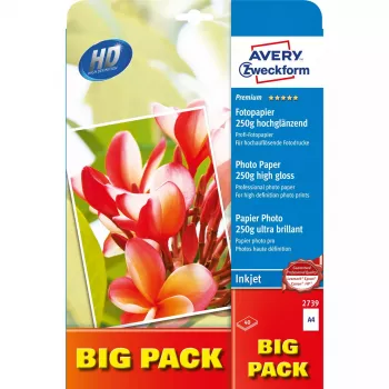 Papel fotográfico Avery Inkjet 2x20 hojas A4 brillo blanco