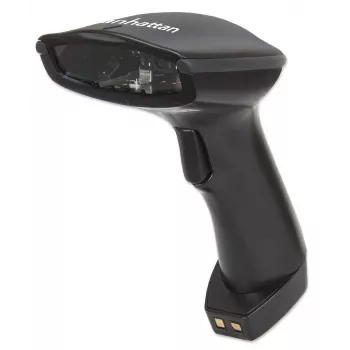 Lector de códigos de barras CCD de mano inalámbrico lineal Manhattan, Bluetooth, profundidad de escaneo 500 mm, alcance efectivo de hasta 80 m (línea de visión), luz ambiental máx. 100.000 lux (luz solar), conector intercambiable EU/US/UK/AU, negro, tres años de garantía