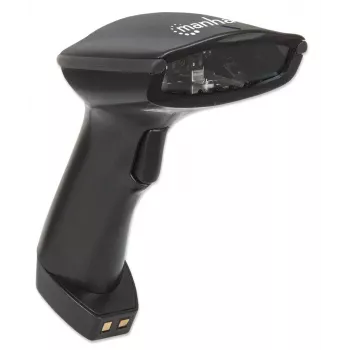 Lector de códigos de barras CCD de mano inalámbrico lineal Manhattan, Bluetooth, profundidad de escaneo 500 mm, alcance efectivo de hasta 80 m (línea de visión), luz ambiental máx. 100.000 lux (luz solar), conector intercambiable EU/US/UK/AU, negro, tres años de garantía