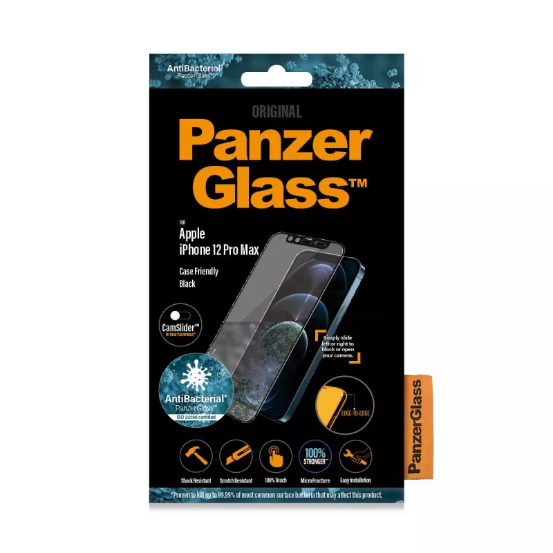 Protector de pantalla PanzerGlass ® CamSlider® iPhone 12 Pro Max | sin bordes
