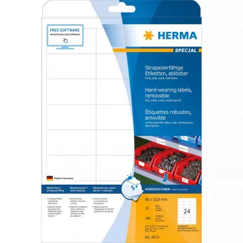Etiquetas autoadhesivas HERMA 4573 removibles blancas 480 uds.