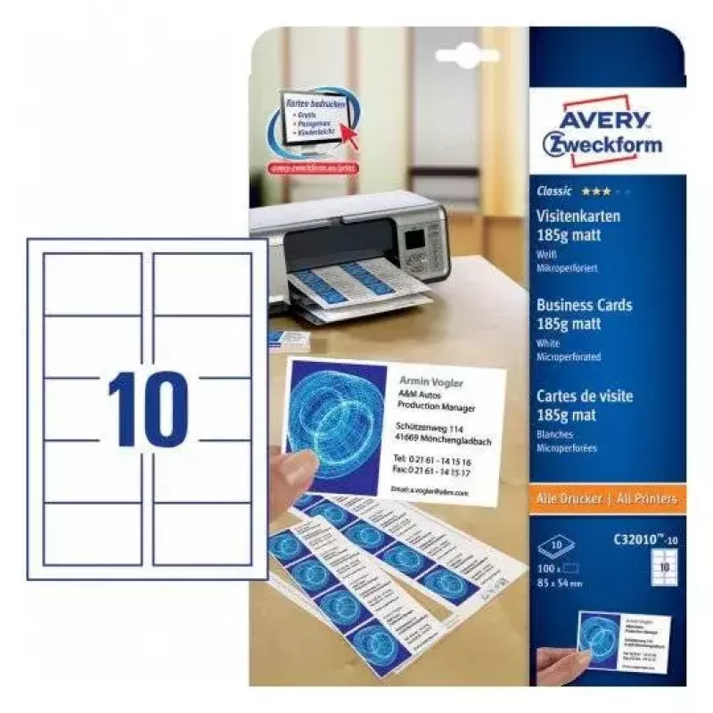 Tarjetas de visita Avery C32010-10