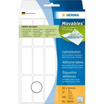 Etiquetas multiusos HERMA 10610 20x50 mm blanco Movables/despegables papel mate