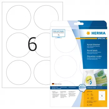 Etiquetas despegables HERMA A4 Ø 85 mm redondas blanco 150 uds.