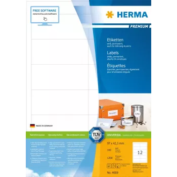 Etiquetas de impresora autoadhesivas HERMA Labels Premium A4 97x42,3 mm