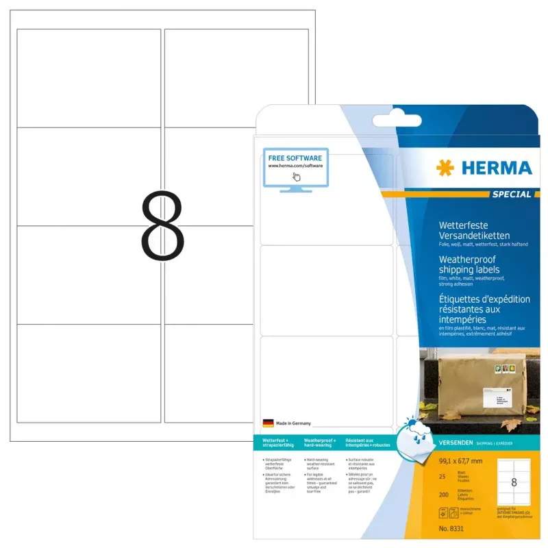 Etiquetas de envío HERMA 8331 A4 99,1x67,7 mm blanco 200 uds.