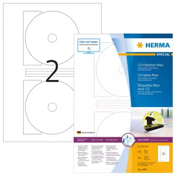 Etiquetas de impresora autoadhesivas HERMA Etiquetas para CD Maxi A4 Ø 116 mm