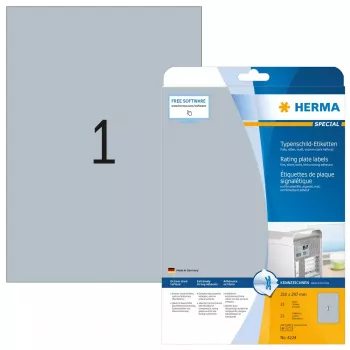 Etiquetas de placa de características HERMA 4224 A4 210x297 mm plateado