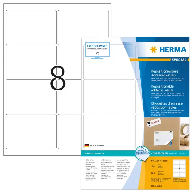 Etiquetas de dirección removibles HERMA 10312