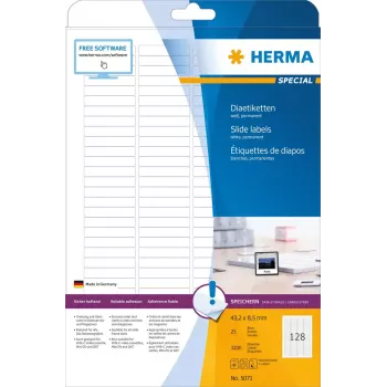 Etiquetas para diapositivas HERMA A4 43,2 x 8,5 mm papel blanco mate 3200 uds.