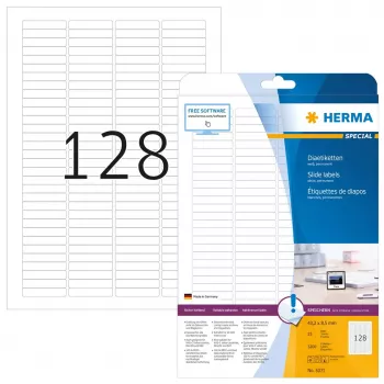 Etiquetas para diapositivas HERMA A4 43,2 x 8,5 mm papel blanco mate 3200 uds.